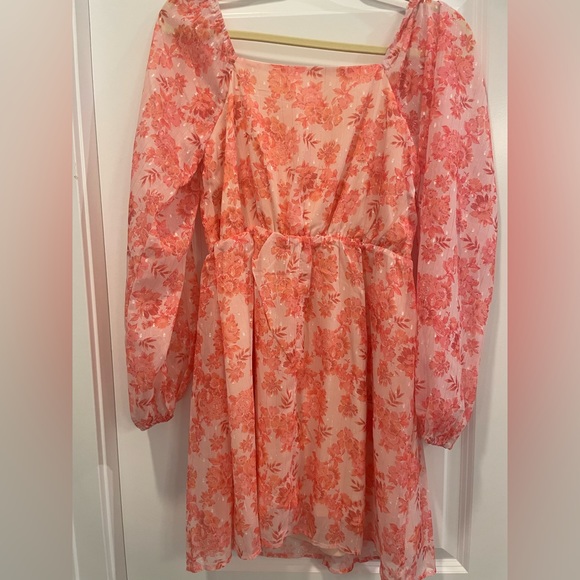 Peachy pink shirt dress. Long sleeve. Perfect for spring - Picture 2 of 3